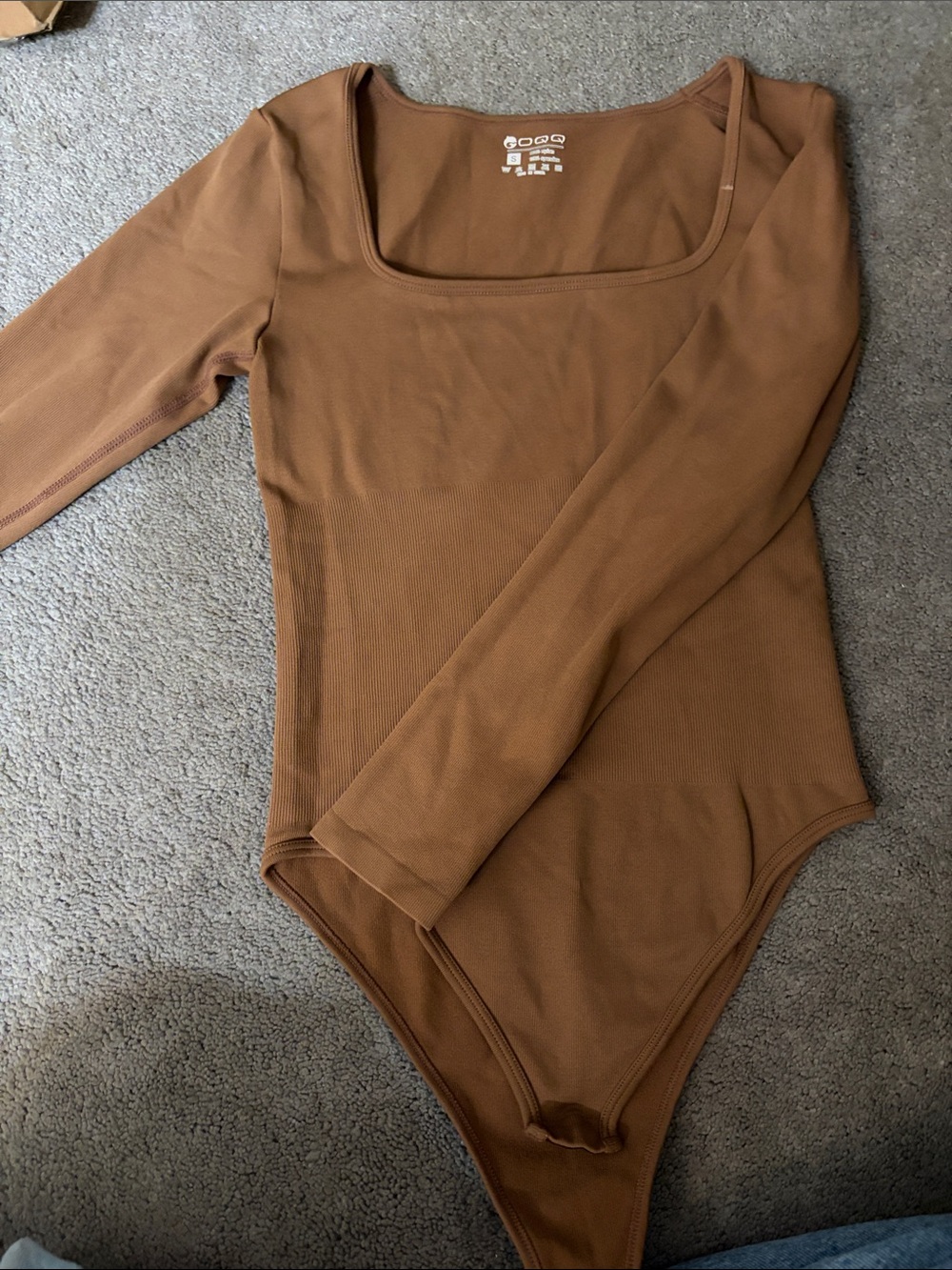 Long-Sleeve One-Piece Bodysuit in Brown